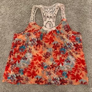 No Boundaries Floral Crochet Racerback Top XXL